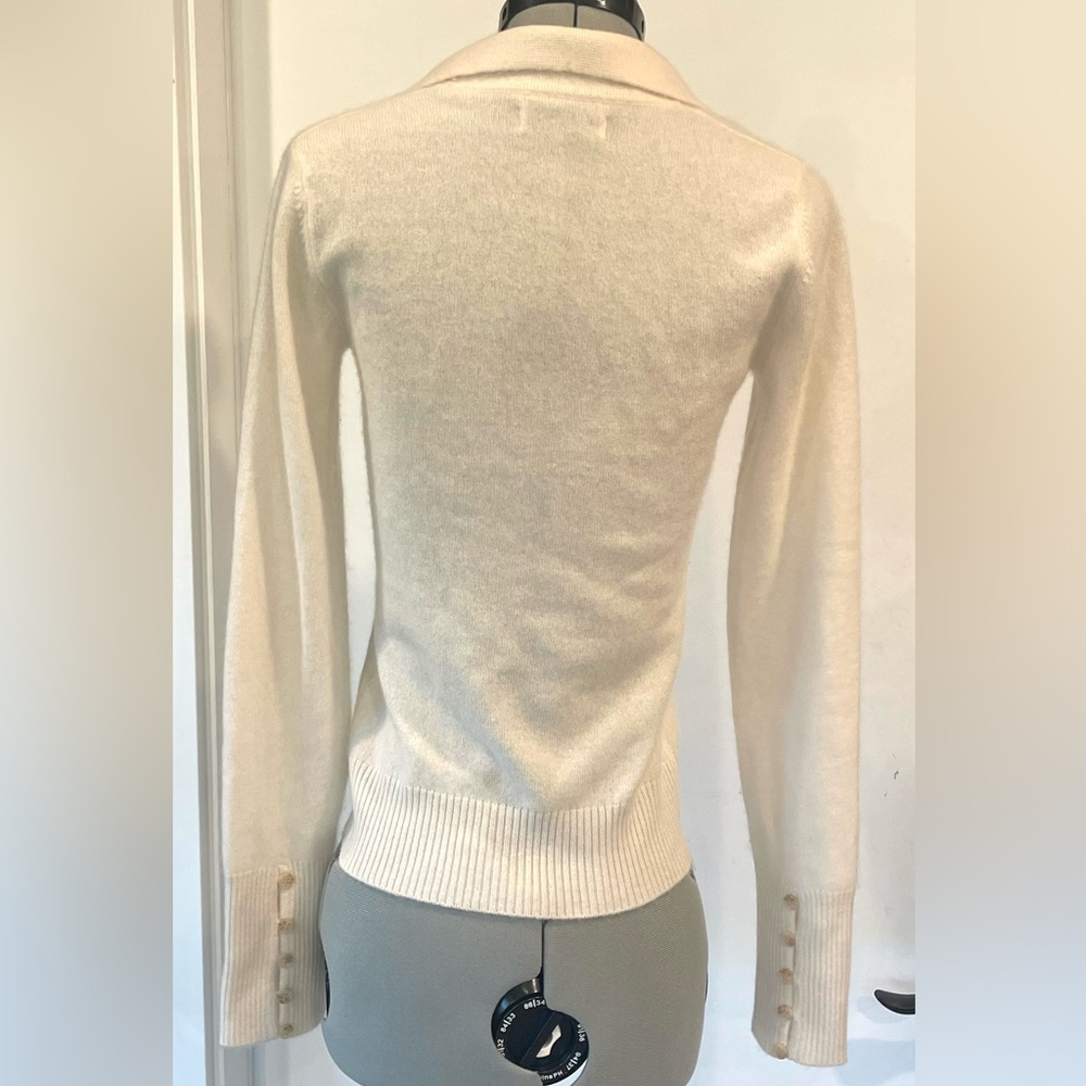 NAADAM Cashmere Buttoned V-Neck Sweater, Cream, XS - Picture 13 of 16